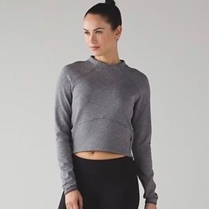 SOLD- LULULEMON Grey Hill and Valley Mock Neck Crop Top